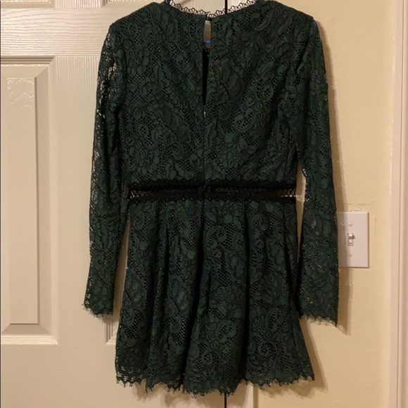 Green Lace Bardot Romper - Picture 5 of 6